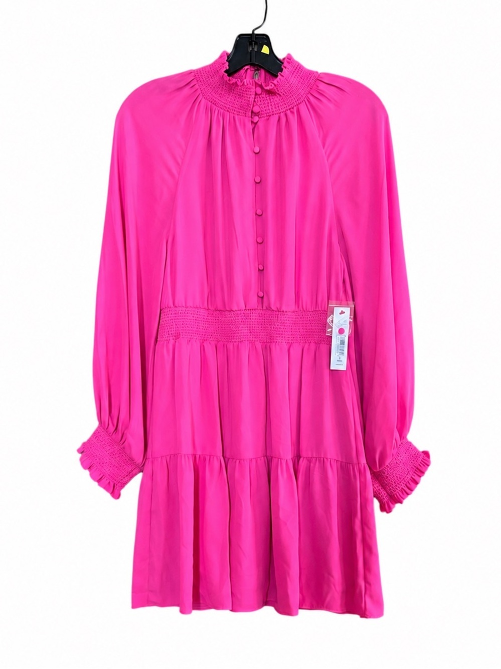 NWT Alice + Olivia Lavinia Smocked Mini Dress - Pink Sz 6 Sz 4 - Picture 4 of 9